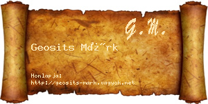Geosits Márk névjegykártya